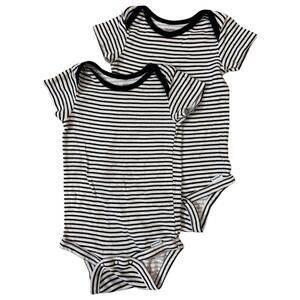 2 PACK GERBER BABY BOYS ONESIES STRIPED BLACK / WHITE COTTON SIZE 12 MONTHS